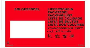 Docustick delivery note pocket with print 10 languages C65 225 mm x 122 mm
