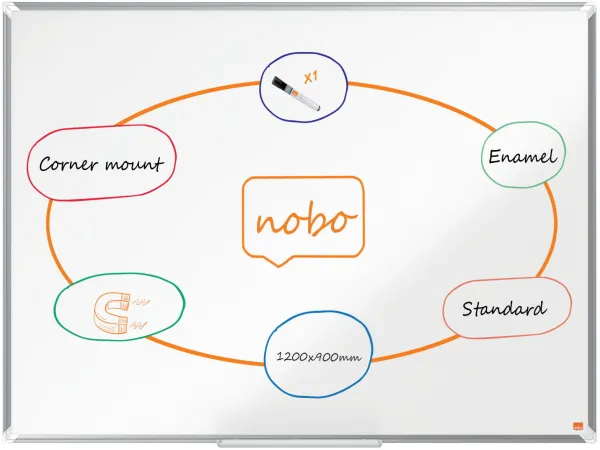 Nobo Premium Plus enamelled whiteboard 120x90cm white